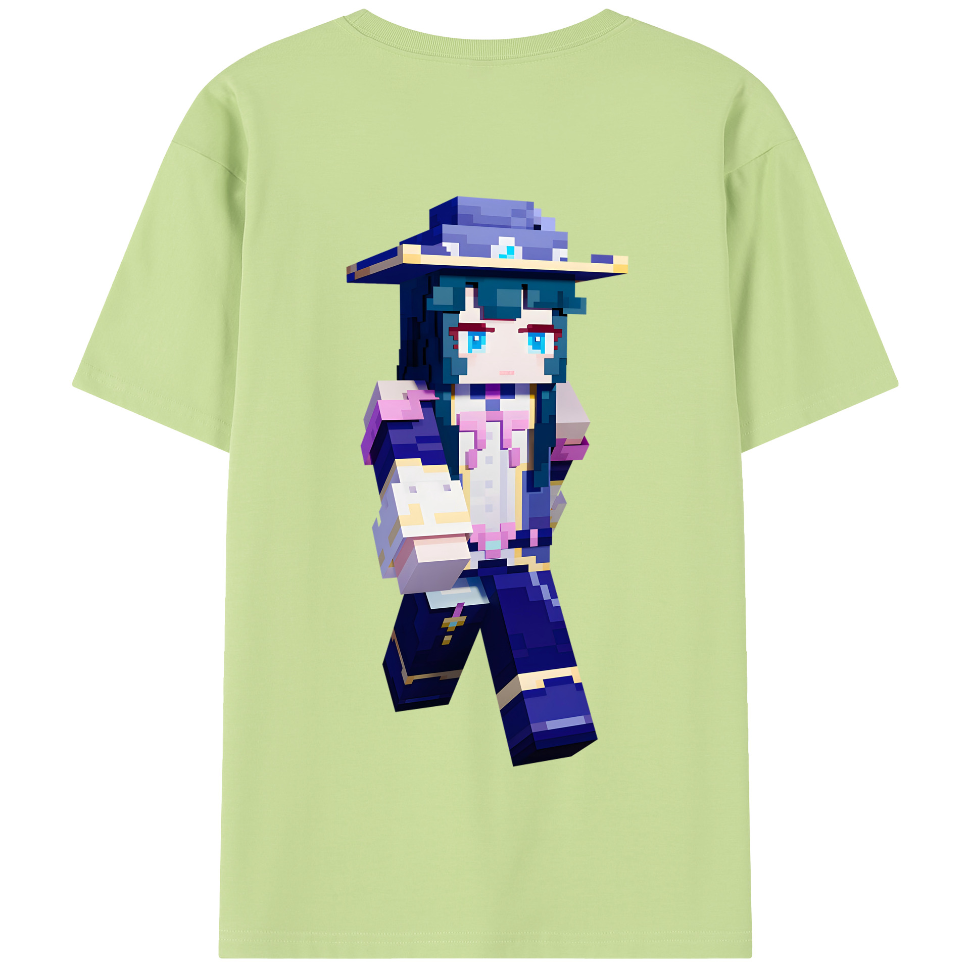 （画像用） マインクラフト ブロックの世界 Minecraft MC Block world 綿100％半袖Tシャツ（背面プリント）